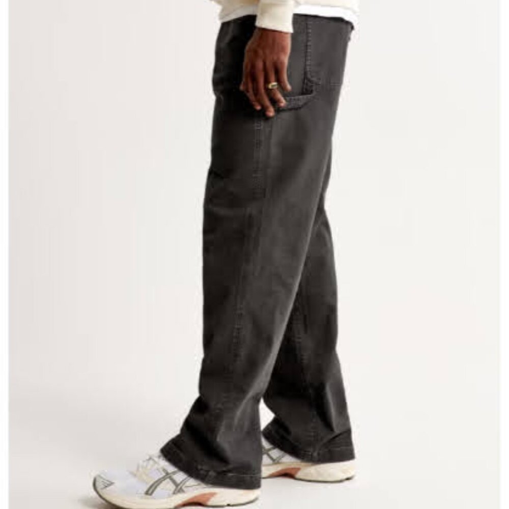 Abercrombie & Fitch Baggy Carpenter Pants Workwear Utility Black Men’s - Picture 2 of 12